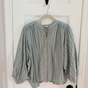 Pilcro Striped Button-Up Blouse